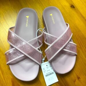Crewcuts pink rubber slides size 3 nwt